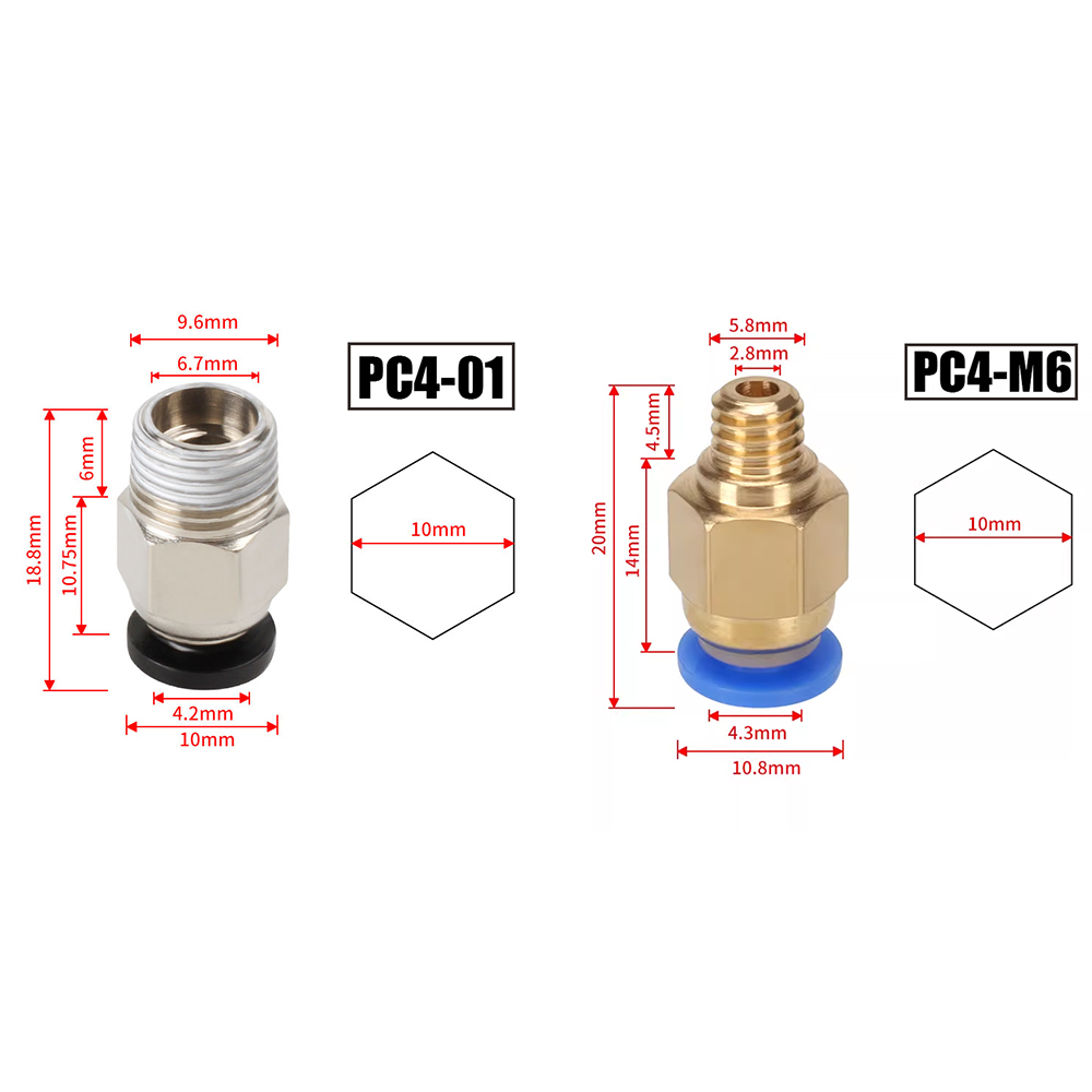 10pcs/lot PC4-M10 Pneumatic Co - огляд і ціна Filament 1.75
