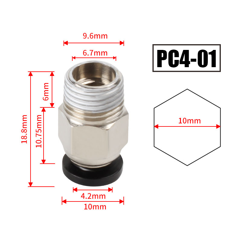 10pcs/lot PC4-M10 Pneumatic Co - огляд і ціна Filament 1.75